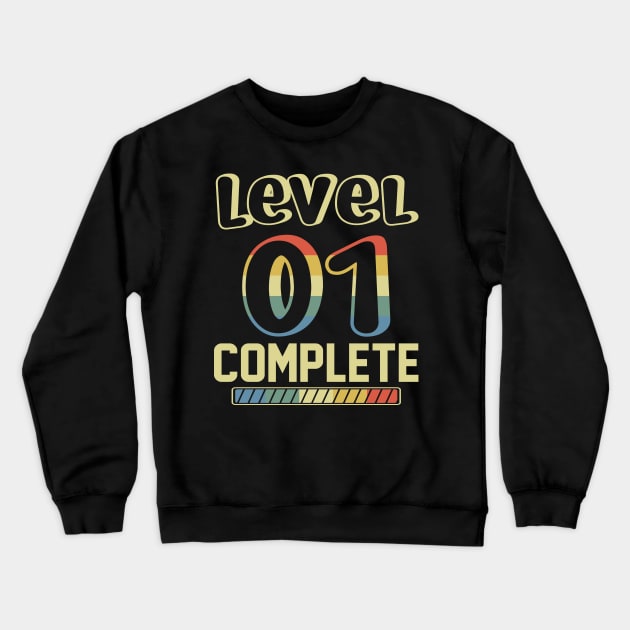 Level 1 Complete Vintage Gift Shirt Celebrate 1st Wedding Crewneck Sweatshirt by Simpsonfft